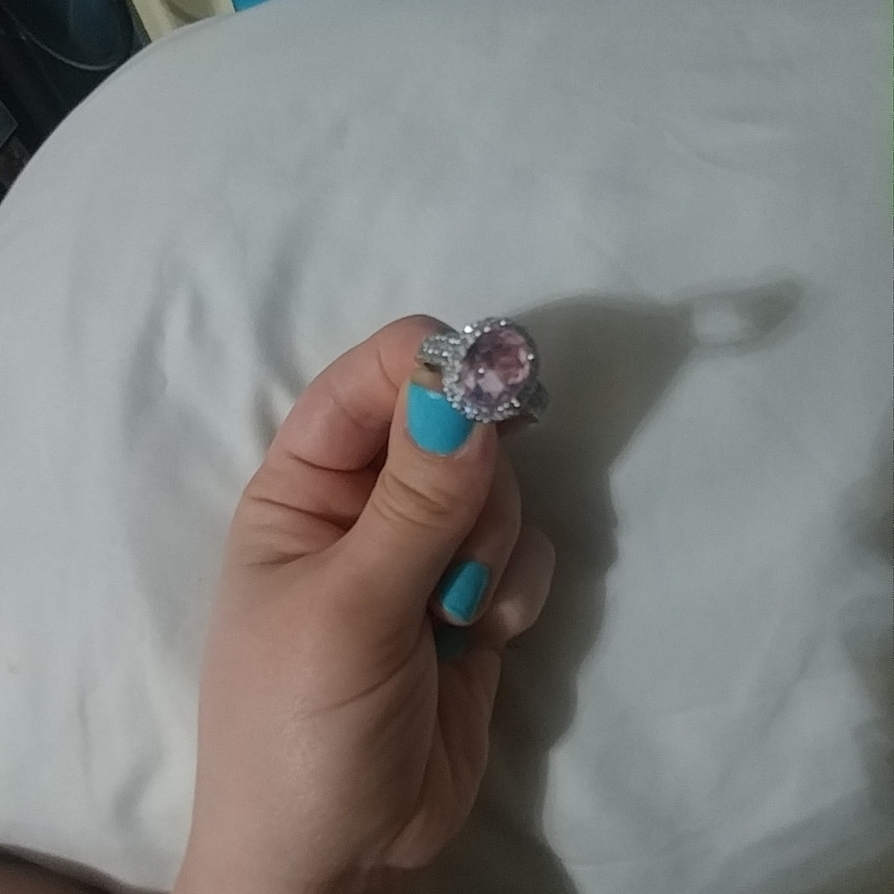 Sterling Silver Pink Diamond Ring